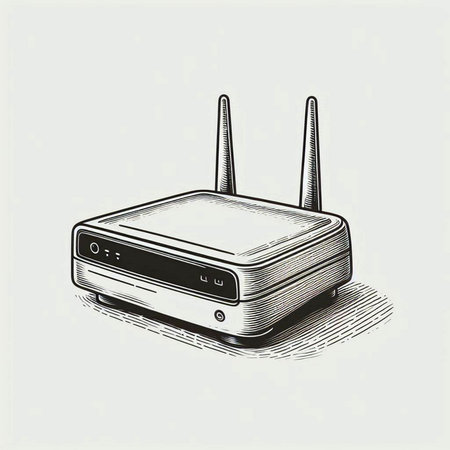 Wireless router on a white background. Vector illustration in sketch style.