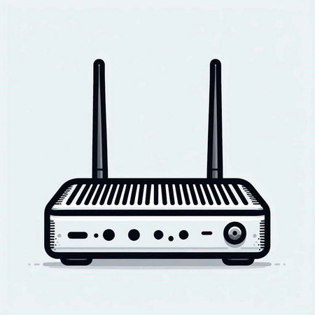 Vector illustration of a wireless router on a white background. Internet connection.