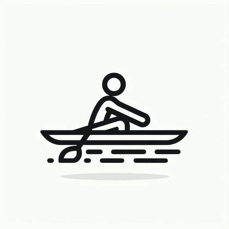 kayak icon, vector illustration on white background. Flat design.の写真素材
