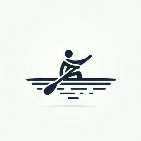 Man rowing on a paddle. Vector illustration. Flat design.
