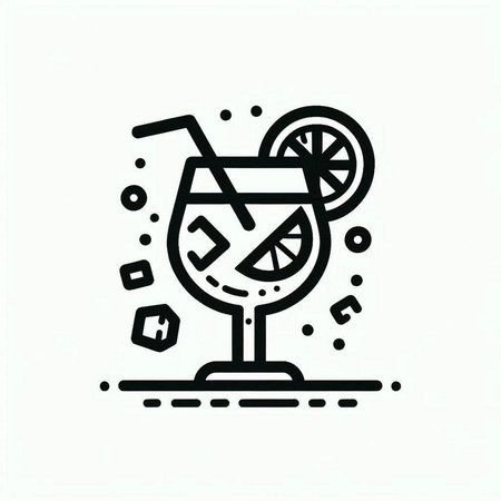 Cocktail icon in outline style. Alcoholic drink. Vector illustration.の写真素材