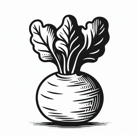 Vintage engraving illustration of radish in a vase.