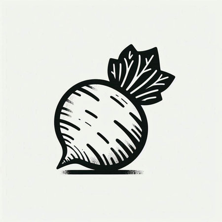 Radish. Vector illustration. Vegetarian food. Black and white.