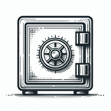 Vector illustration of a strongbox. Isolated on white background.