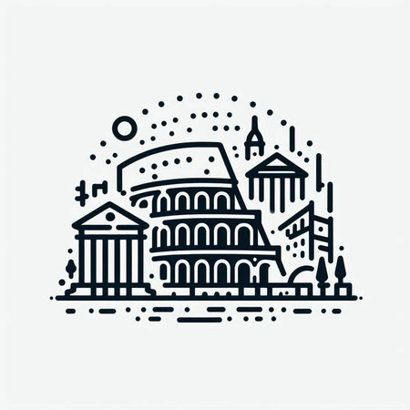 Colosseum line art icon, vector illustration, linear designの写真素材