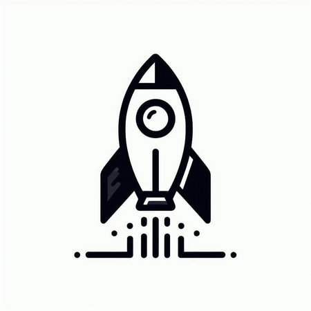 Rocket icon in flat style isolated on white background. Vector illustration.