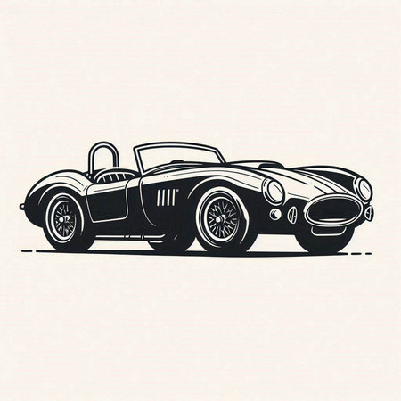 Vintage car vector illustration. Hand drawn image of a retro car.