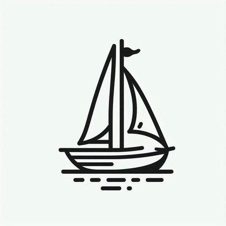 Sailing boat vector icon. Yacht line icon. Sailboat symbol.の写真素材