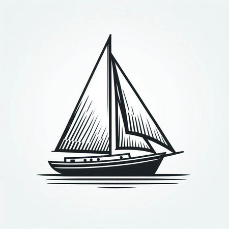 Sailboat. Yacht. Vector illustration on white background.