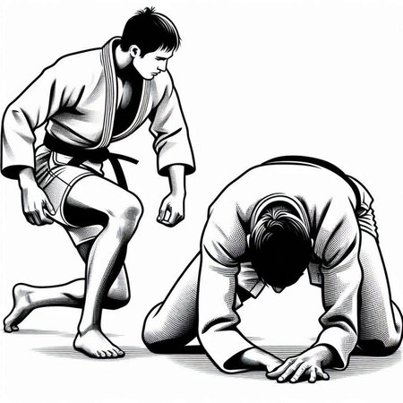 japanese martial arts, karate illustration in black and white