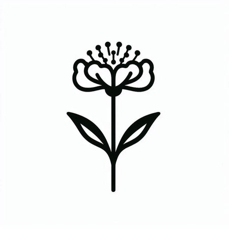 Hand drawn doodle flower. Black and white vector illustration.の写真素材