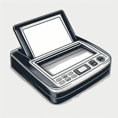 Vector illustration of a POS terminal with a blank screen on a white background