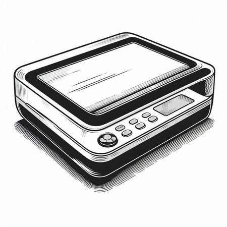 Digital kitchen scales on a white background. Vector illustration in sketch style.