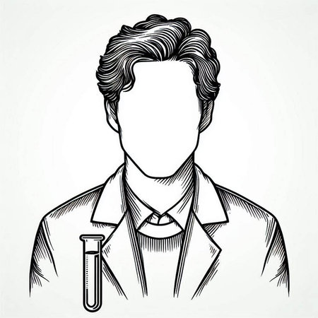 Scientist hand drawn vector illustration in sketch style isolated on white background.