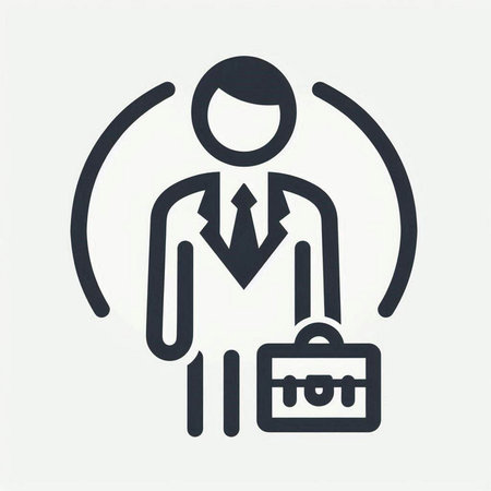 Businessman icon. Businessman with briefcase. Vector illustration.の写真素材