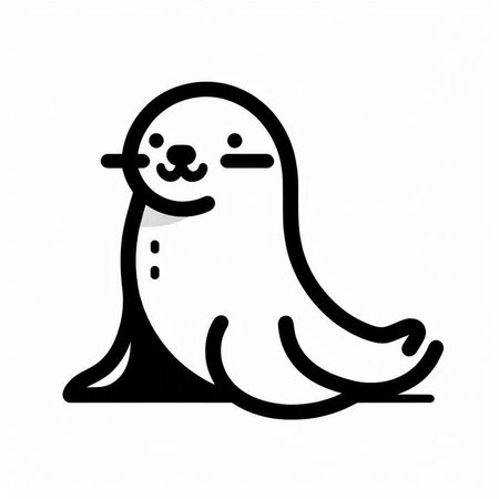 Cute seal. Vector illustration. Isolated on white background.の写真素材