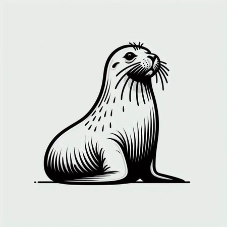 Vector image of a seal in the style of engraving.の写真素材