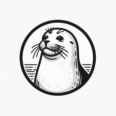Vector illustration of a seal on a white background in the circle.の写真素材