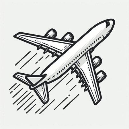 Airplane doodle icon. Hand drawn illustration of airplane vector icon for web design