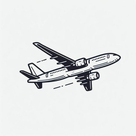 Airplane icon. Airplane vector illustration. Hand drawn airplane.