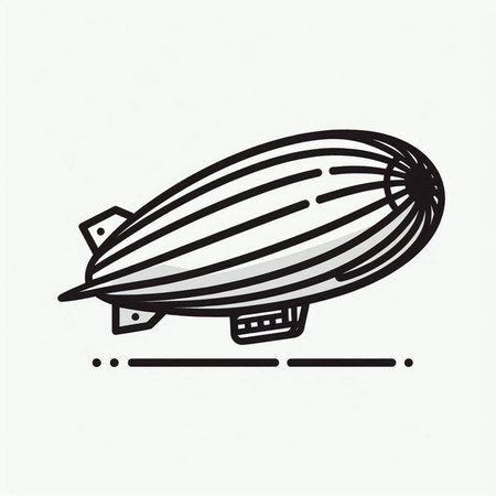 Vector image of a zeppelin. Hand drawn airship icon.