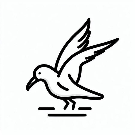 Vector illustration of a flying bird on a white background. Hand drawn doodle.
