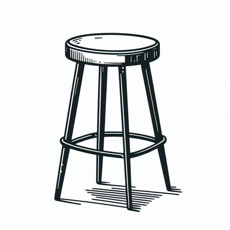 Bar stool. Hand drawn vector illustration. Isolated on white background.