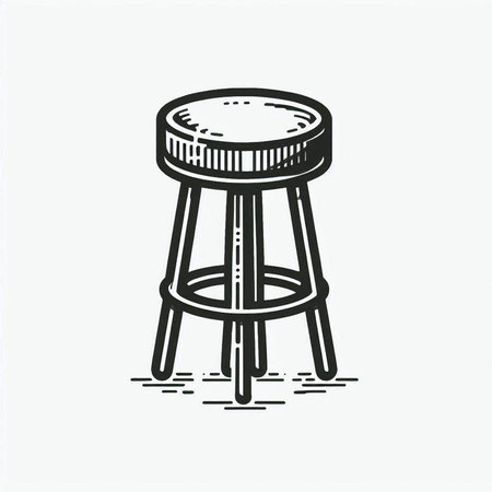 Hand drawn bar stool. Vector illustration. Isolated on white background.
