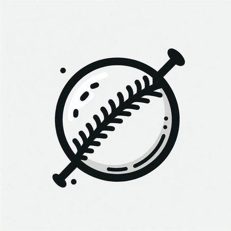 Baseball ball icon, vector illustration. Hand drawn baseball ball.