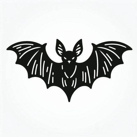 Halloween black bat icon isolated on white background. Vector illustration.
