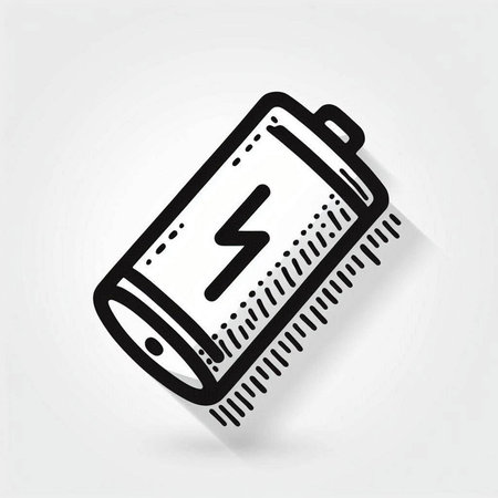 Charging battery icon, vector illustration. Flat design style. Black and white.