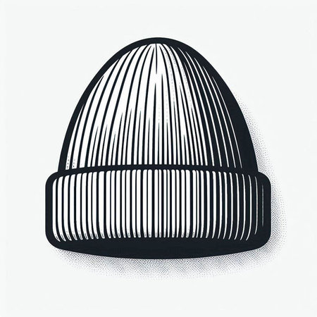 Vector illustration of a knitted hat on a white background with halftone effect