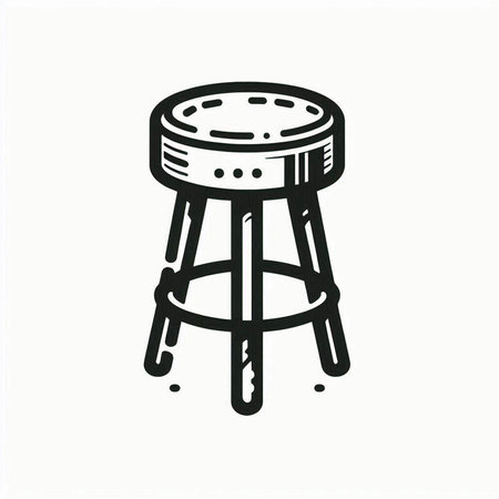 Bar stool icon in doodle style isolated on white background. Vector illustration.の写真素材