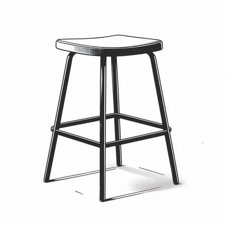 Bar stool isolated on white background. Black and white vector illustration.