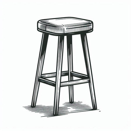 Hand drawn bar stool isolated on white background. Vector sketch illustration.の写真素材