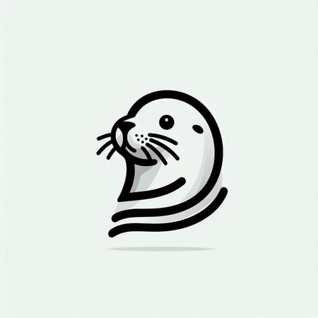 Cute seal logo template. Vector illustration of a seal icon.の写真素材
