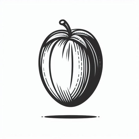 Plum icon. Vector illustration of a plum on a white background.の写真素材