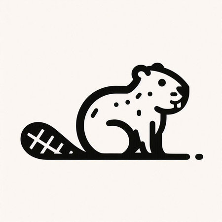 Cute beaver icon isolated on white background. Vector illustration.