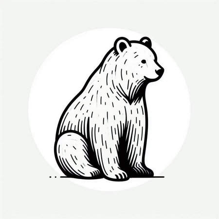 Polar bear on white background. Vector illustration in sketch style.の写真素材