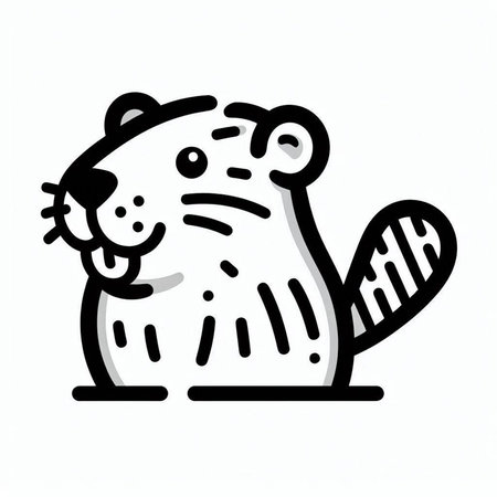 Cute beaver vector illustration. Hand drawn cute beaver.