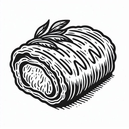 Illustration of a roll with poppy seeds, on a white background.の写真素材