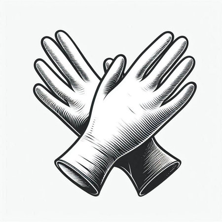 Hand drawn protective gloves. Vector illustration in engraving style.
