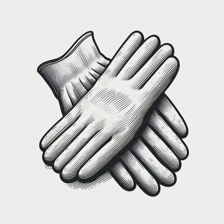 Rubber gloves. Hand drawn vector illustration in engraving style.