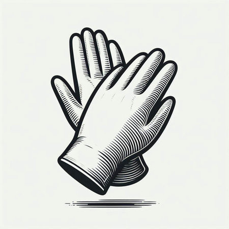 Gloves for cleaning. Vector illustration in vintage engraving style.