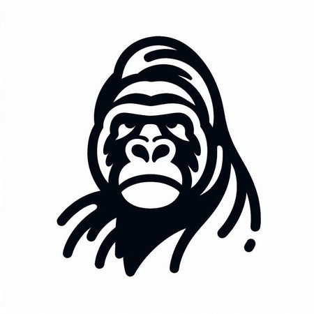 Gorilla head on white background. Monochrome vector illustration.の写真素材