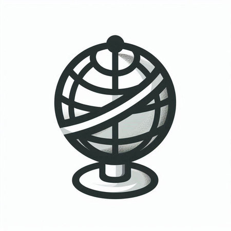 Globe icon isolated on white background. Hand drawn sketch. Vector illustration.の写真素材