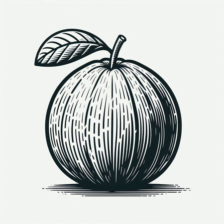 Pumpkin in engraving style. Hand drawn vector illustration.の写真素材