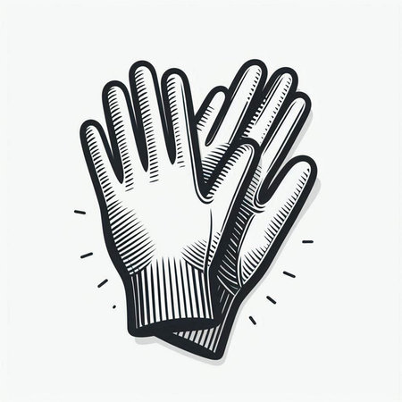 Gloves icon. Hand drawn vector illustration in engraving style.