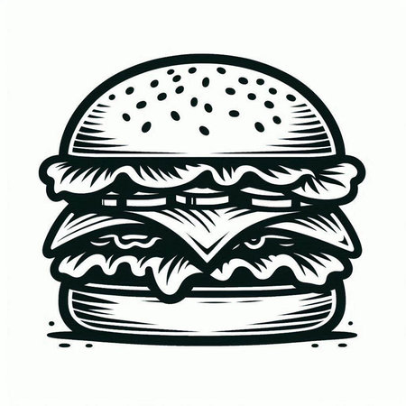 Hamburger isolated on white background. Hand drawn vector illustration.の写真素材