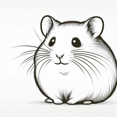 Hamster on a white background. Black and white vector illustration.の写真素材